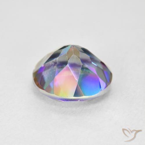 Cuarzo Místico Multicolor natural de 3.51 ct, Redondo, VVS-VS