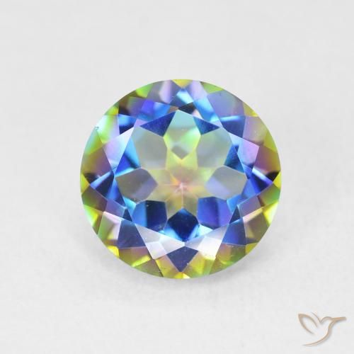 3.47ct Natural Multicolor Cuarzo Místico, Redondo, VVS-VS