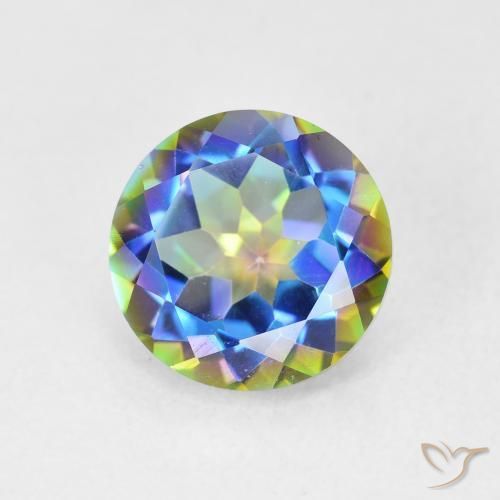 Cuarzo Místico Multicolor natural de 3.47 ct, Redondo, VVS-VS