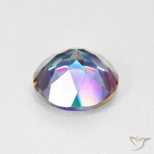 Cuarzo Místico Multicolor natural de 3.47 ct, Redondo, VVS-VS