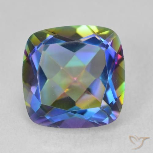 6.70ct Natural Multicolor Cuarzo Místico, Forma Cojín, VVS