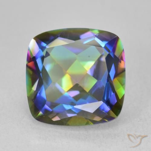 6.55ct Natural Multicolor Cuarzo Místico, Forma Cojín, VVS