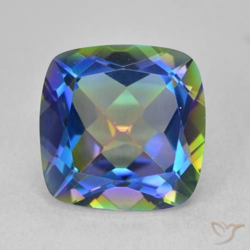 6.70ct Natural Multicolor Cuarzo Místico, Forma Cojín, VVS