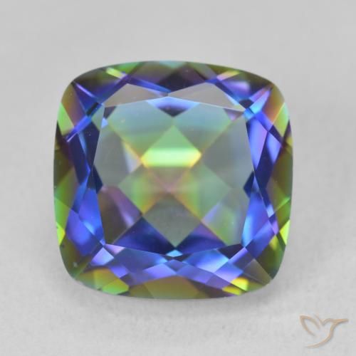 6.71ct Natural Multicolor Cuarzo Místico, Forma Cojín, VVS