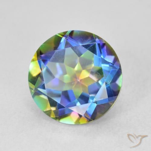 Cuarzo Místico Multicolor natural de 3.62 ct, Redondo, VVS