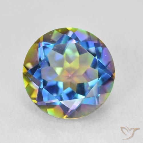 3.65ct Natural Multicolor Cuarzo Místico, Redondo, VVS
