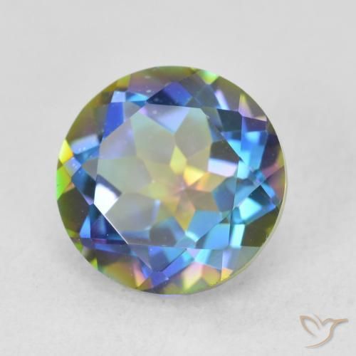 Cuarzo Místico Multicolor natural de 3.65 ct, Redondo, VVS