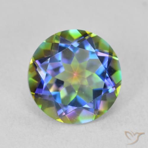 3.41ct Natural Multicolor Cuarzo Místico, Redondo, VVS