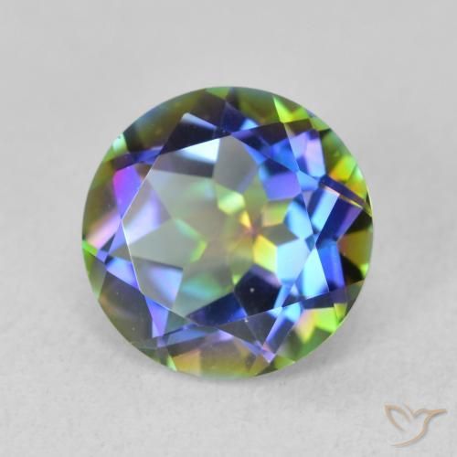 Cuarzo Místico Multicolor natural de 3.41 ct, Redondo, VVS