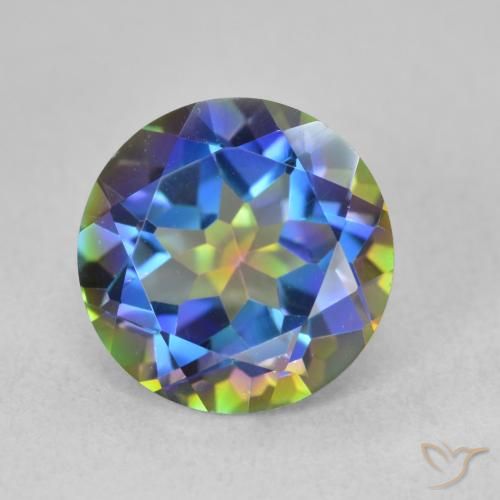 3.40ct Natural Multicolor Cuarzo Místico, Redondo, VVS