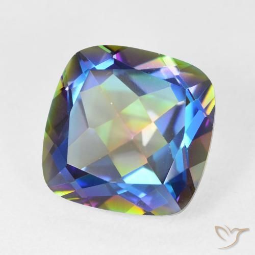 Cuarzo Místico Multicolor natural de 6.91 ct, Forma Cojín, VVS