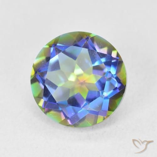Cuarzo Místico Multicolor natural de 3.57 ct, Redondo, VVS