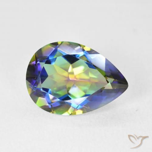 5.12ct Natural Multicolor Cuarzo Místico, En forma de pera, VVS