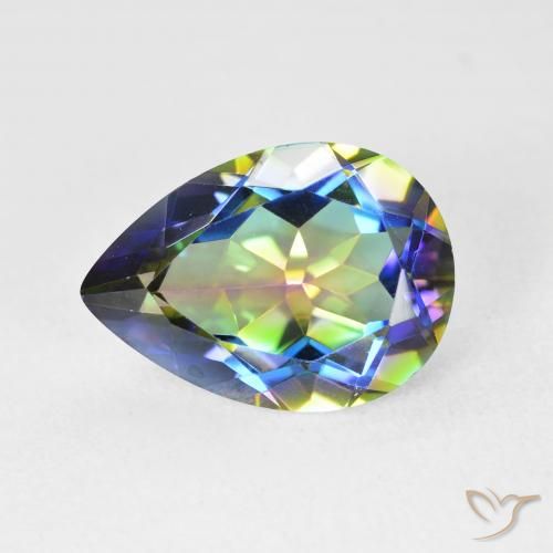 Cuarzo Místico Multicolor natural de 5.12 ct, En forma de pera, VVS