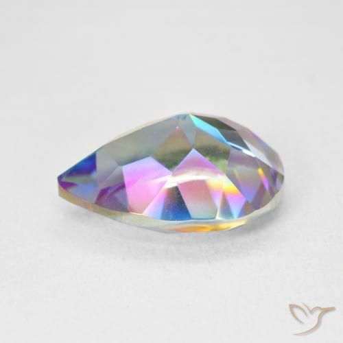 Cuarzo Místico Multicolor natural de 5.12 ct, En forma de pera, VVS
