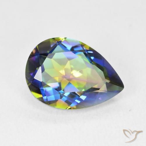 Cuarzo Místico Multicolor natural de 5.12 ct, En forma de pera, VVS