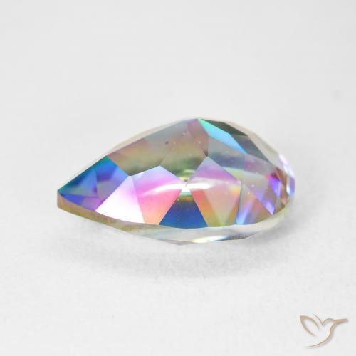 Cuarzo Místico Multicolor natural de 5.12 ct, En forma de pera, VVS
