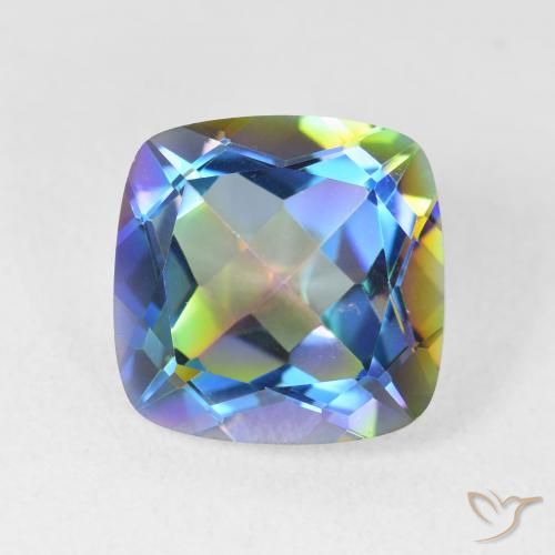 6.98ct Natural Multicolor Cuarzo Místico, Forma Cojín, VVS
