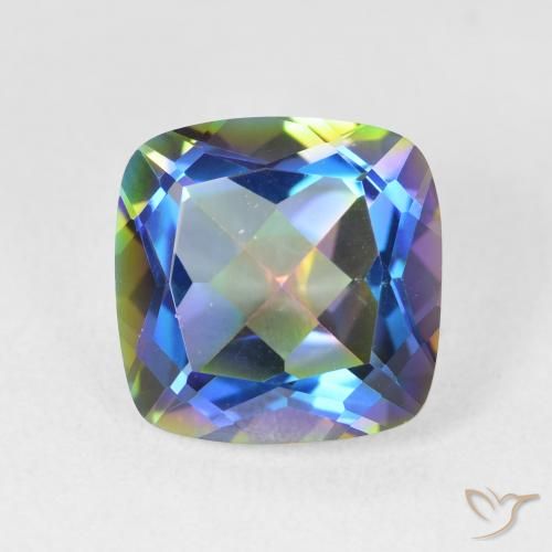 6.89ct Natural Multicolor Cuarzo Místico, Forma Cojín, VVS