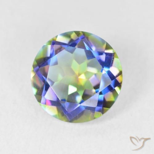 Cuarzo Místico Multicolor natural de 3.30 ct, Redondo, VVS