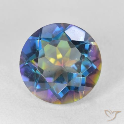 Cuarzo Místico Multicolor natural de 3.33 ct, Redondo, VVS-VS