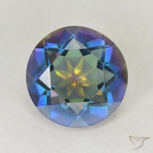 3.12ct Natural Multicolor Cuarzo Místico, Redondo, VVS-VS