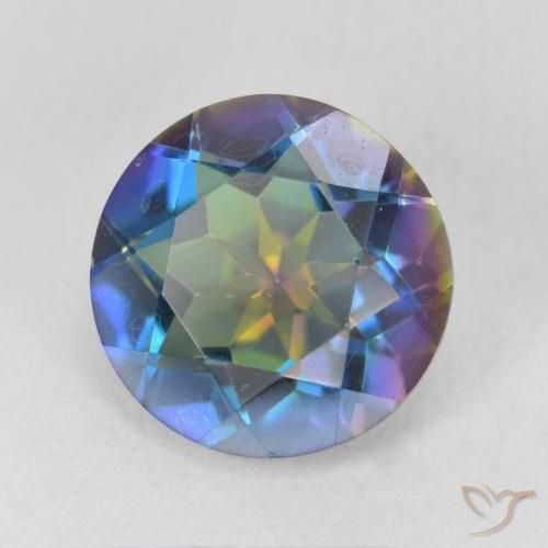Cuarzo Místico Multicolor natural de 3.12 ct, Redondo, VVS-VS
