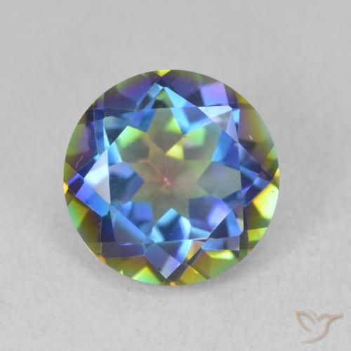 3.52ct Natural Multicolor Cuarzo Místico, Redondo, VVS-VS