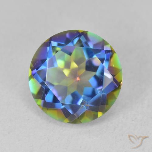 Cuarzo Místico Multicolor natural de 3.52 ct, Redondo, VVS-VS