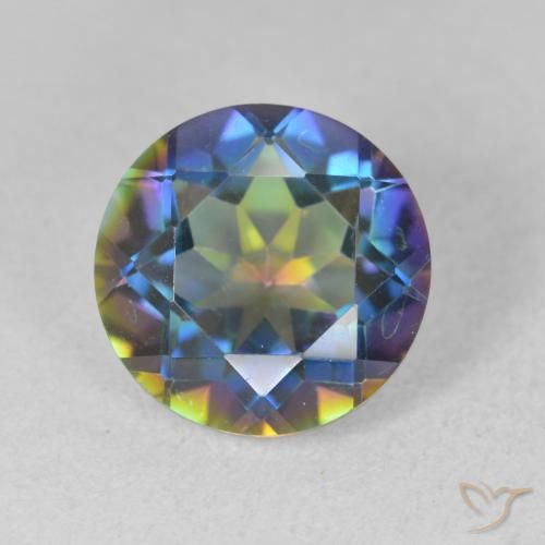3.33ct Natural Multicolor Cuarzo Místico, Redondo, VVS-VS