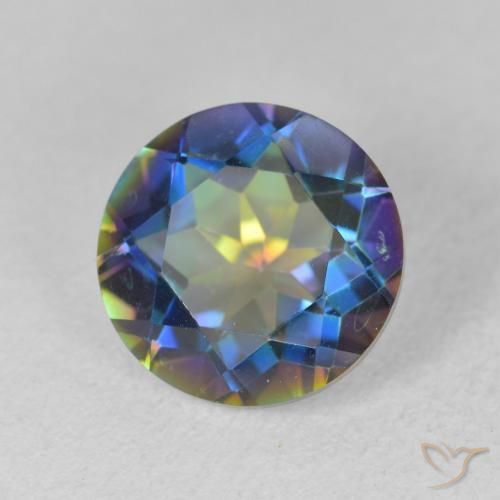 Cuarzo Místico Multicolor natural de 3.33 ct, Redondo, VVS-VS