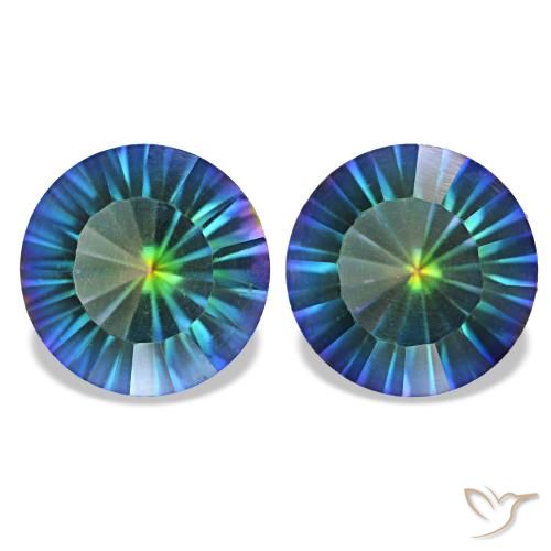 Gemas de cuarzo místico multicolor natural de 3,27 ct, corte redondo, VS