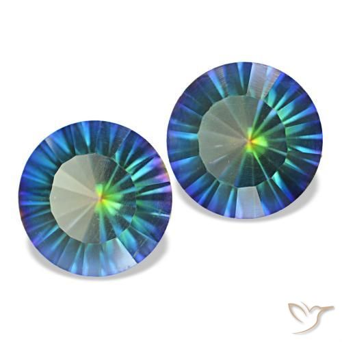Gemas de cuarzo místico multicolor natural de 3,27 ct, corte redondo, VS