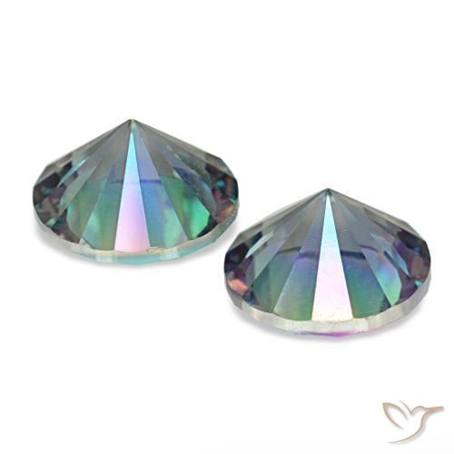 Gemas de cuarzo místico multicolor natural de 3,27 ct, corte redondo, VS