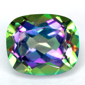 Topacio místico multicolor natural de 6,69 ct, corte cojín, VVS