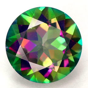 Topacio místico multicolor natural de 4,20 ct, corte redondo, VVS