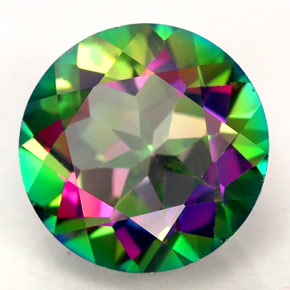 Topacio místico multicolor natural de 4,20 ct, corte redondo, VVS