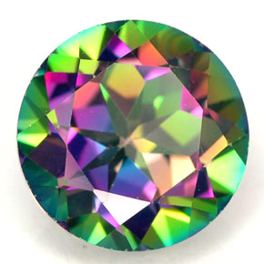 Topacio místico multicolor natural de 4,40 ct, corte redondo, VVS