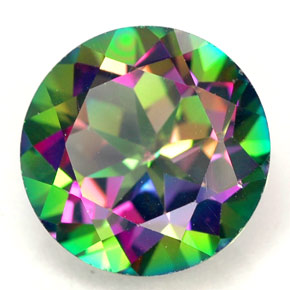 Topacio místico multicolor natural de 4,40 ct, corte redondo, VVS