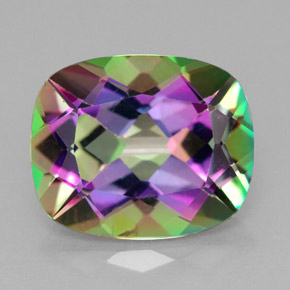 Topacio místico multicolor natural de 5,93 ct, corte cojín, VVS-VS