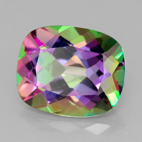 Topacio místico multicolor natural de 5,93 ct, corte cojín, VVS-VS