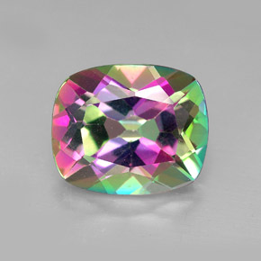 Topacio místico multicolor natural de 6,03 ct, corte cojín, VVS-VS