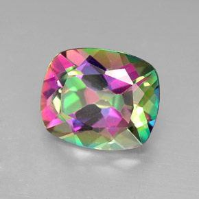 Topacio místico multicolor natural de 6,03 ct, corte cojín, VVS-VS