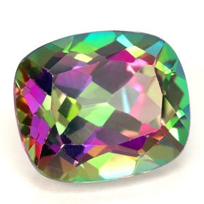 Topacio místico multicolor natural de 6,88 ct, corte cojín, VVS