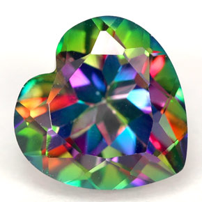 Topacio místico multicolor natural de 4,56 ct, forma de corazón, VVS
