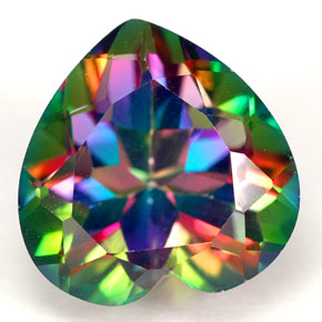 Topacio místico multicolor natural de 4,56 ct, forma de corazón, VVS