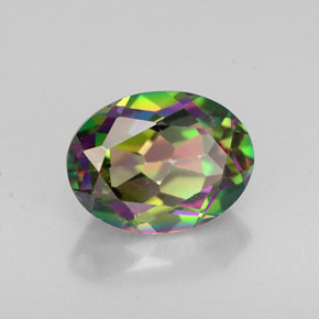 Topacio místico multicolor natural de 1,64 ct, corte óvalo, VVS-VS