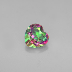 Topacio místico multicolor natural de 0,94 ct, forma de corazón, VVS-VS