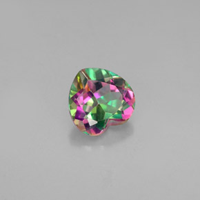 Topacio místico multicolor natural de 0,94 ct, forma de corazón, VVS-VS