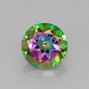 Topacio místico multicolor natural de 2,34 ct, corte redondo, VVS